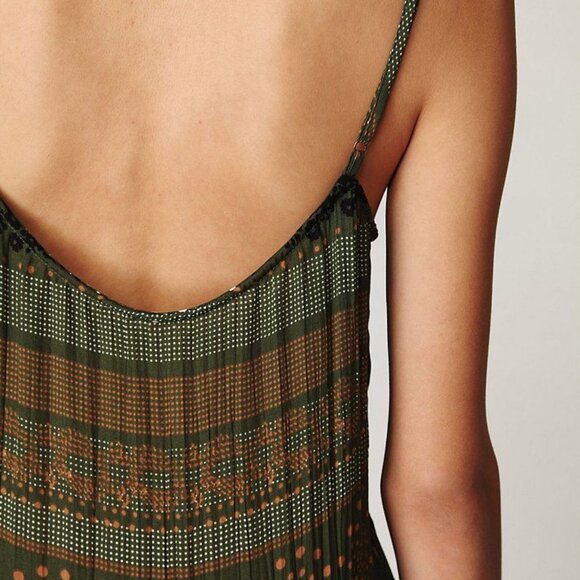 XS Free People NWT Emerald Rust Jumpsuit wide legs dress maxi crinkled - Picture 5 of 10